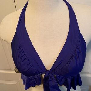 NWOT Kenneth Cole Reaction Ruffle Swimsuit Top Blue Sz Large
